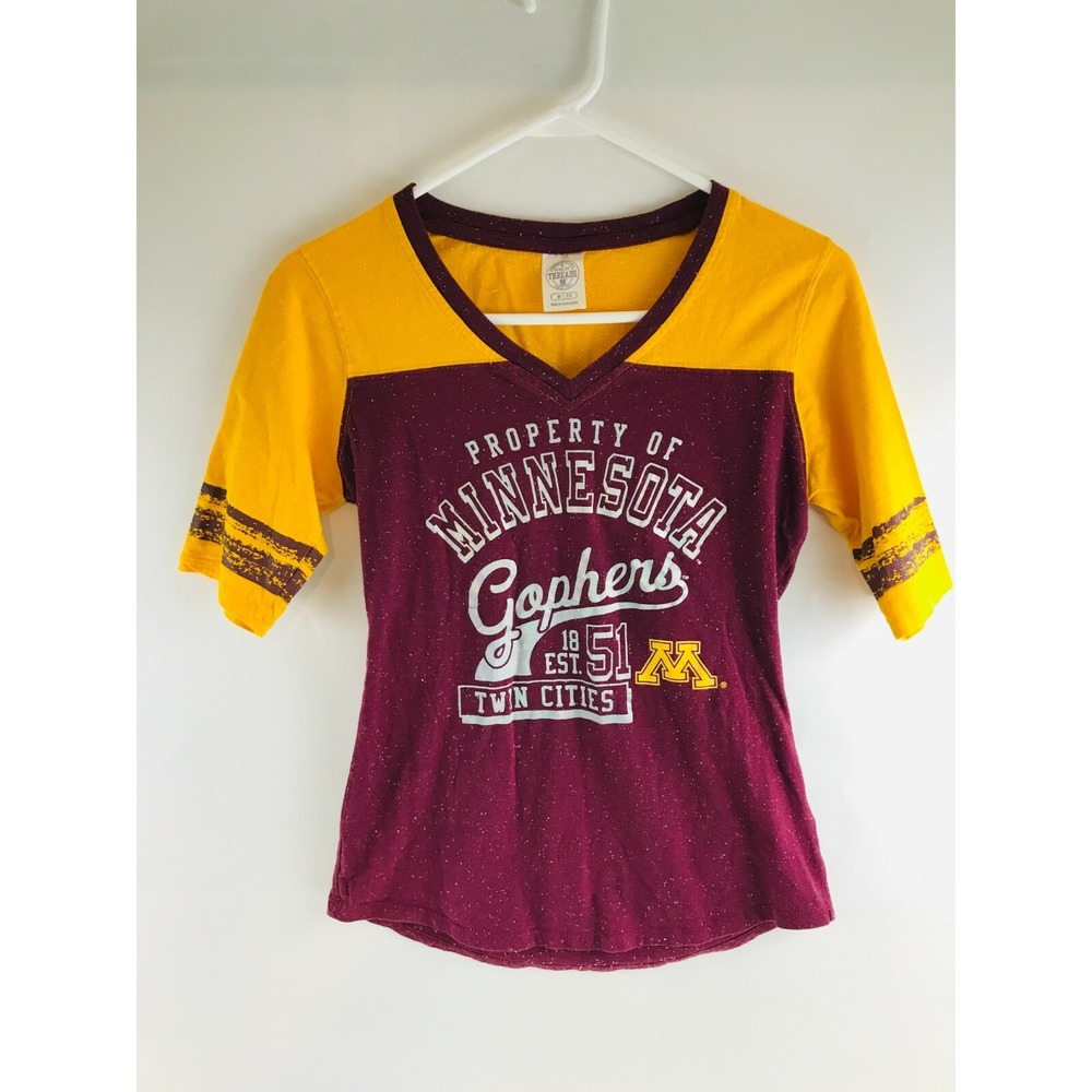 Minnesota Gophers Shirt Womens Size M Maroon Yellow V-Neck, NCAA